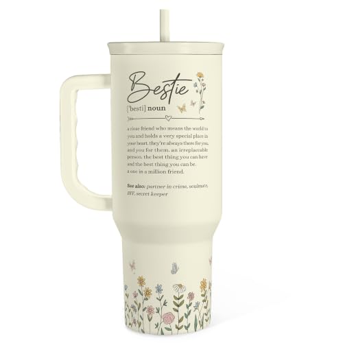 Best Friend Tumbler with Handle 40oz, Bestie Cups for Women Stainless Steel Coffee Travel Tumblers with Straw, Bestie Gifts for Female Friends BFF, Friendship Gift for Birthday Christmas Valentines - color: Best Friend