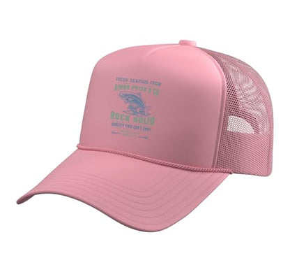 Christian Faith Jesus Simon Peter Funny Seafood Bible Verse Trucker Hat with Adjustable Mesh Back - color: Pink