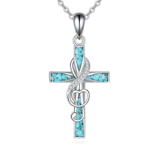 ONEFINITY Cross Necklace 925 Sterling Silver Cross Pendant Religious Jewelry Gifts - style: Music Note Cross