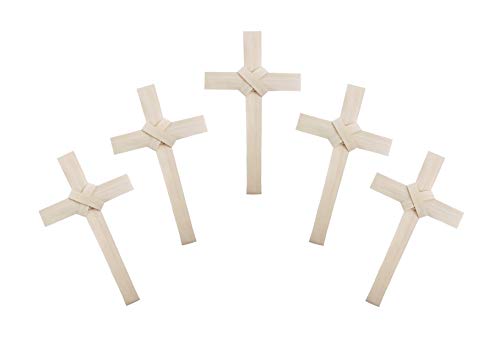 Autom Palm Sunday Leaf Cross with Crossover Center Design Supply, 8 Inch, Pack of 5