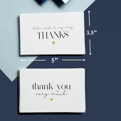 Thank You Cards with Envelopes Bulk Pack of 40 - Gold Foil Classic Fonts - color: Gold Foil - Classic