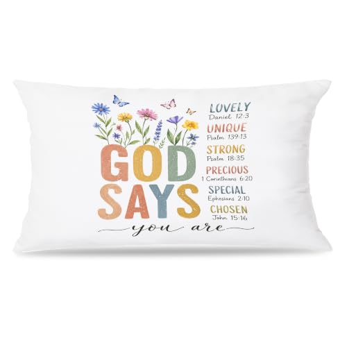 Boho Floral Christian Nursery Pillow Cover 12x20 - color: Bible Pillow-j