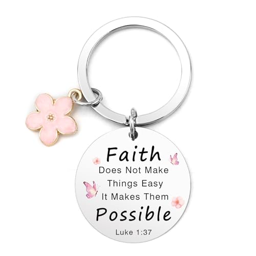 Bible Keyachain Christian Gifts for Women Cross Keychain Religious Gifts Bible Gift Faith Gift for Men - color: Faith Doesn't Make Things Easy