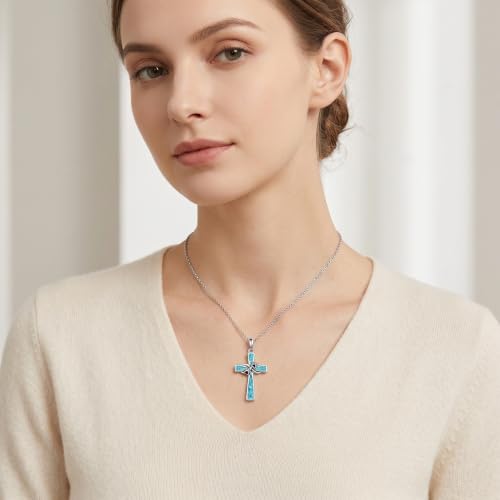 Infinity Cross Necklace S925 Sterling Silver Turquoise/Wooden/Opal/Abalone Cross Pendant Necklaces Christian Jewelry Gifts For Women - style: Paw Print