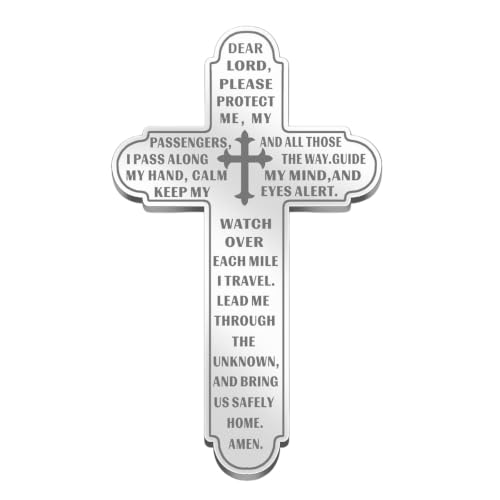 Cross Prayer Visor Clips for Car, Religious Cross Auto Visor Clips Spiritual Charm, Christian Safety Blessing Sunvisor Ornament Interior Decor for Most Vehicles, Car Accessories (Silver) - color: Silver