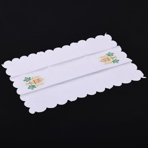 BLESSUME Church Mass Altar Cloth Purificator Cloth Cross Embroidery (White 7) - color: White 7