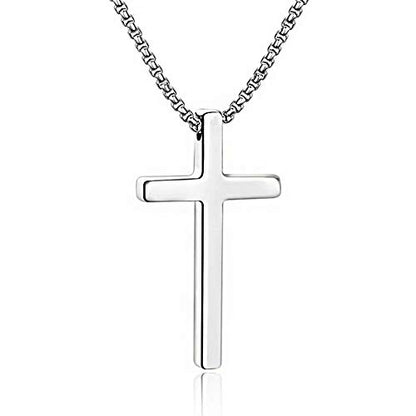 M MOOHAM Cross Necklace for Men Teen Boys 16-30 Inch - color: "Silver: Cross Pendant 2.1"*1.2"