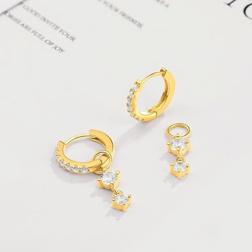DAILY VIBES Cute Butterfly Star Cross Heart CZ Dangle Earrings for Women - color: Gold Two Stones