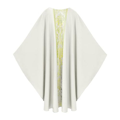 Priest Religious Robe Cosplay Costume Vestment Robe Mass Round Collar Chasuble Robe with Pastor - color: White