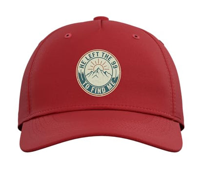 He Left The 99 to Find Me Retro Christian Bible Verse Adjustable Baseball Hat - color: Red