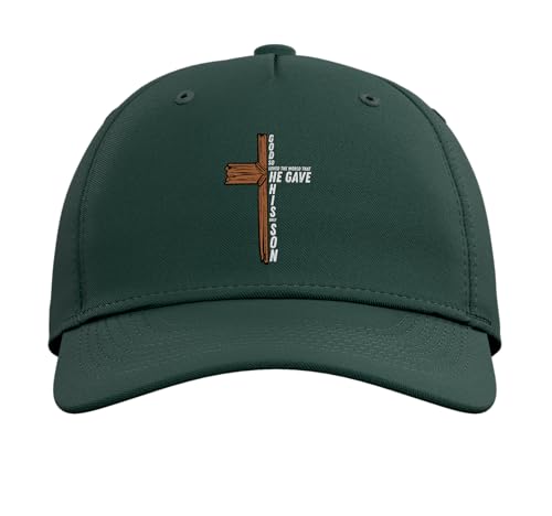 God So Loved The World John 3 16 Christian Men Women Kids Adjustable Baseball Hat - color: Dark Green