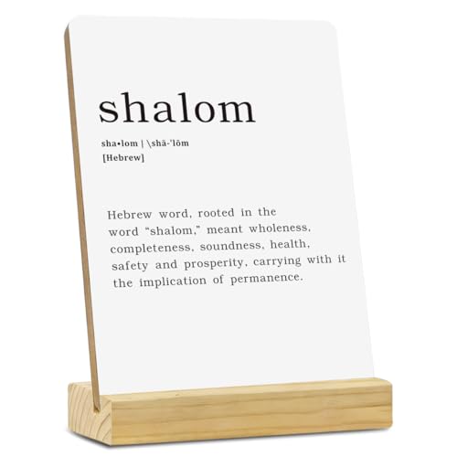 MUBIAO Rustic Wooden Shalom Definition Plaque Sign with Wood Stand, 4x5 Inches, Rectangular, Religious Theme, Decorative Sign for Home and Office - color: Multicolor493