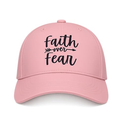 Faith Over Fear Christian Hats, Embroidered Baseball Caps for Adults - color: Pink Black