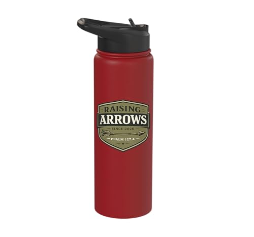 Raising Arrows Since 2026 Psalm 127:4 Faith Family Dad Stainless Steel Insulated Water Bottle - color: Red