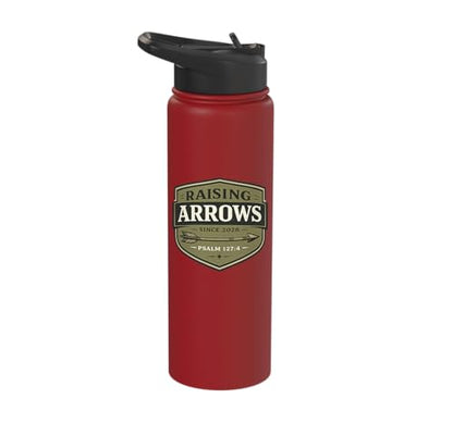 Raising Arrows Since 2026 Psalm 127:4 Faith Family Dad Stainless Steel Insulated Water Bottle - color: Red