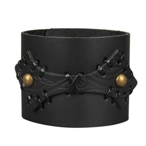 Jeilwiy Punk Rock Gothic Black Rivet Leather Spiked Necklace Collar Neckband Leather Choker Necklace for Women Mom Gifts Adjustable - color: 07 Leather Cuff Bracelet Black