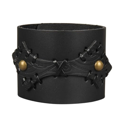 Jeilwiy Punk Rock Gothic Black Rivet Leather Spiked Necklace Collar Neckband Leather Choker Necklace for Women Mom Gifts Adjustable - color: 07 Leather Cuff Bracelet Black