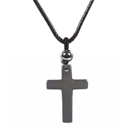 Justinstones Natural Gemstone Carved Cross Reiki Chakra Pendant Necklace 22 Inch - color: 30mm Hematite