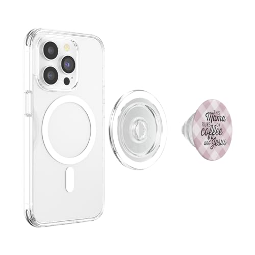 This Mama Runs on Coffee and Jesus Cute Christian Mom Quote PopSockets PopGrip: Swappable Grip for Phones & Tablets PopSockets MagSafe PopGrip for iPhone - style: MagSafe