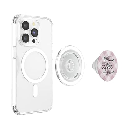 This Mama Runs on Coffee and Jesus Cute Christian Mom Quote PopSockets PopGrip: Swappable Grip for Phones & Tablets PopSockets MagSafe PopGrip for iPhone - style: MagSafe