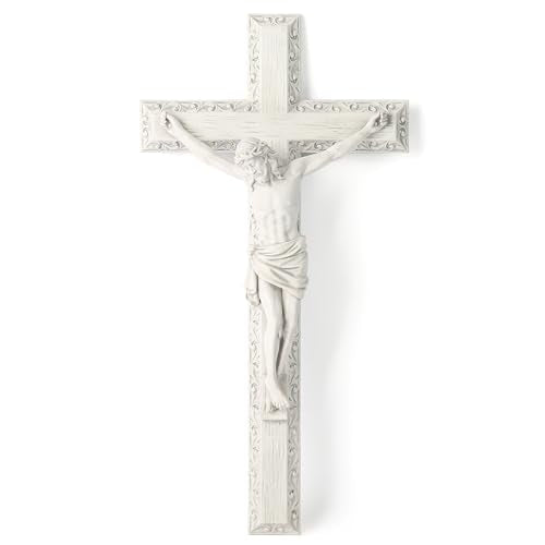 BC Catholic Crucifix Wall Cross 12" H Jesus Cross Wall Decor - color: White
