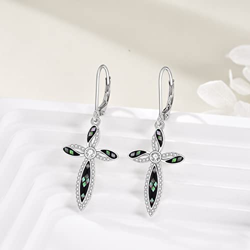 Cross Earrings 925 Sterling Silver Dangle Earring Gifts for Women - style: cross