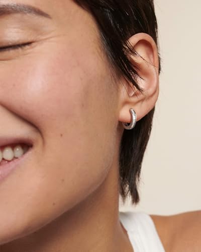 14K Gold Huggie Earrings for Women Silver Huggie Hoop Earrings Cubic Zirconia Huggie Earrings Stud Earrings Lightweight Dainty Hypoallergenic Earrings Jewelry Gifts - color: Silver CZ Huggies
