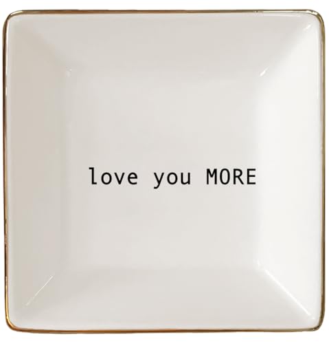 Simply Charmed Love You More Gift | Husband and Wife Aniversary Ring Dish | Jewelry Ring Holder | Elegant Trinket Tray Organizer Dish | Gift for Loved One, Mom, Sister, Niece, Grandmother, Friend - style: Love You More