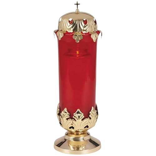 Sanctuary Light Holder with Top, Supplies for Ceremonies, Churches, & Home Altars, Religious Votive Candle Stand, 14 Inches
