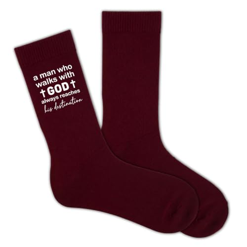Christian Socks for Men Biblical Gifts for Dads Grandpa Husband - color: Burgundy