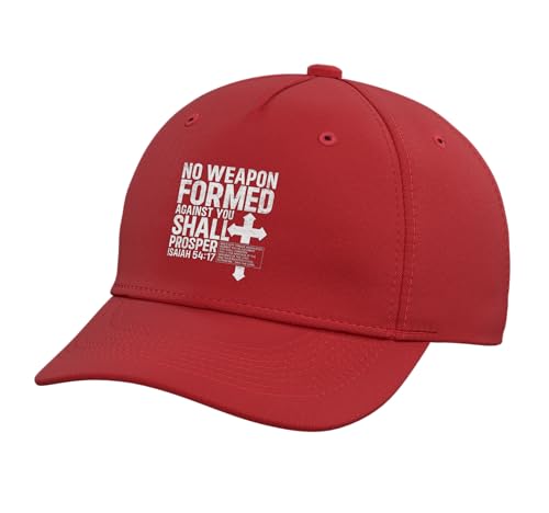 No Weapon Formed Against You Isaiah 54 17 Bible Christian Adjustable Baseball Hat - color: Red