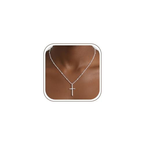 925 Sterling Silver Cross Necklace for Women, Dainty Silver Cross Necklace