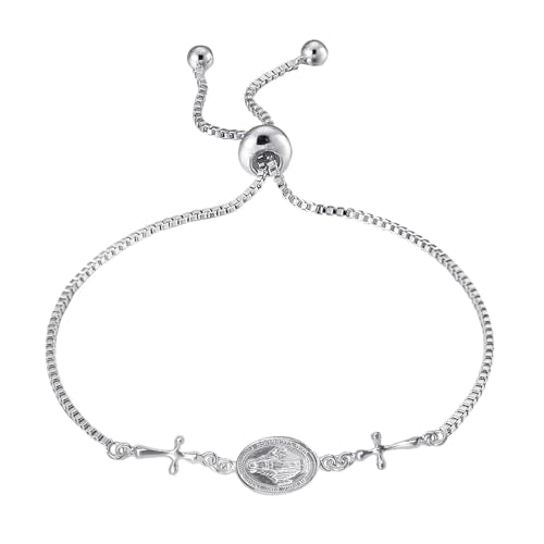 LeCalla 925 Sterling Silver Mother Mary Collection | Lightweight Religious Bracelet Jewelry Rosary Mother Mary Cross Bracelet's for Women - color: Bolo Rosary Cross
