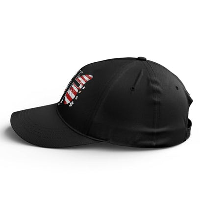 American Flag Christian Trucker Hat for Men Women, Adjustable Snapback Baseball Cap USA Pride Hat Religious Gifts - color: Black Red White Butterfly Cross