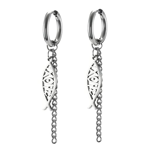 Earrings For Women Jesus Fish Faith Symbol Earrings Stainless Steel Chic Arc Fish Hook Earrings Christian Jewelry - color: silver 1