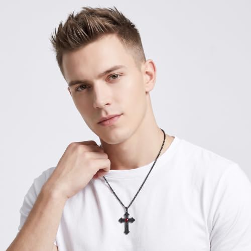 14K Gold Plated Cross Pendant Necklace Christian Jewelry Religious Gift - color: E02-Celtic Cross Black
