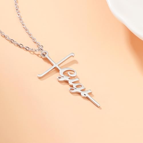 Lcherry Faith Cross Pendant Necklace for Women Religious Christian Jewelry Birthday Christmas Gifts for Women - style: 6-Gigi