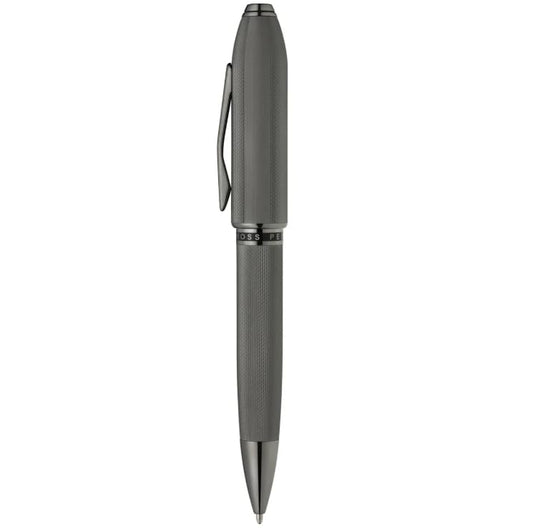 Cross Peerless™ Polished Slate Gray Engraved Diamond Pattern with Slate Gray PVD Appointments and Swarovski™ Crystal Ballpoint Pen