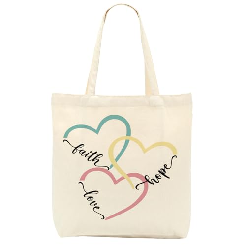 Christian Gifts for Women, Floral Faith Canvas Tote Bag, Faith Gifts for Women Mom Inspirational - color: Whimsical Christian 775
