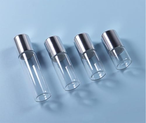 20 Pack Set 2ML(5/8 Dram) Mini Sample Roll Glass Bottles for Essential Oils Roller Refillable Perfume Roll Bottle (2ML Pure Sliver) - color: 2ML Pure Sliver