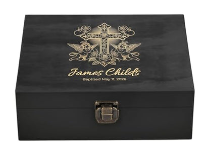 Personalized Baptism Keepsake Box, Christening & First Communion Gift - style: 14. Baptism Designs 2