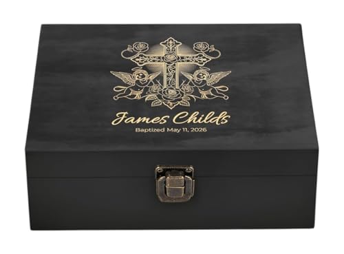 Personalized Baptism Keepsake Box, Christening & First Communion Gift - style: 14. Baptism Designs 2
