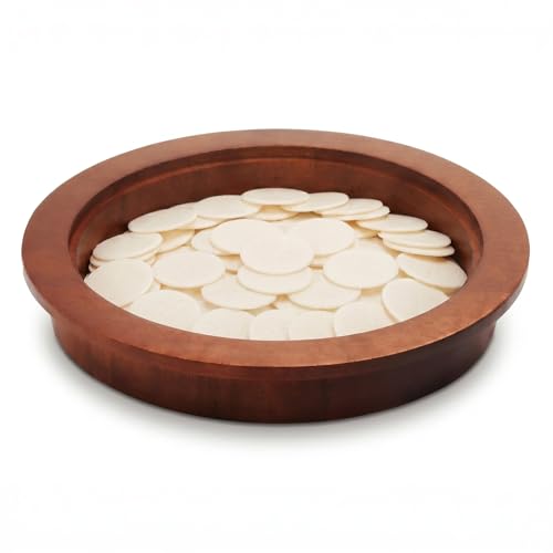 Zhehao 1 Pack Wood Communion Plate for Church, Wooden Bread and Wafers Serving Tray Church Supplies Ware