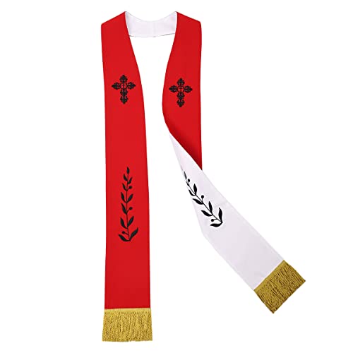 BLESSUME Church Clergy Pastor Reversible Stole - color: Red and White 2