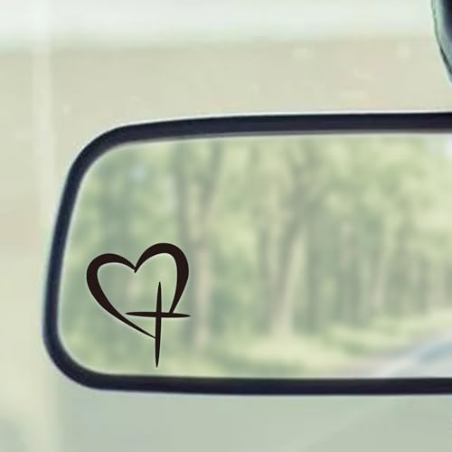 5Pcs Jesus Cross Mirror Stickers,Christian Faith Decals for Car (Black) - color: Black-crossheart