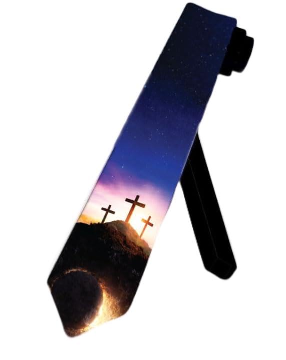 ASVP Shop Easter Mens Ties Jesus Resurrection Cross Necktie Tie Religious Neckties Christianity - style: Tomb of Jesus