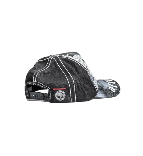Affliction Men's Baseball Cap, Gothic Style, Embroidered Pattern - color: Black Potassium Spray (Winged Up)