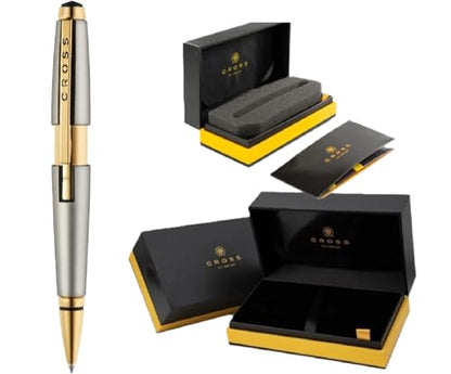 Cross Edge Rollerball Pen, Includes Luxury Gift Box (Titanium and Gold)