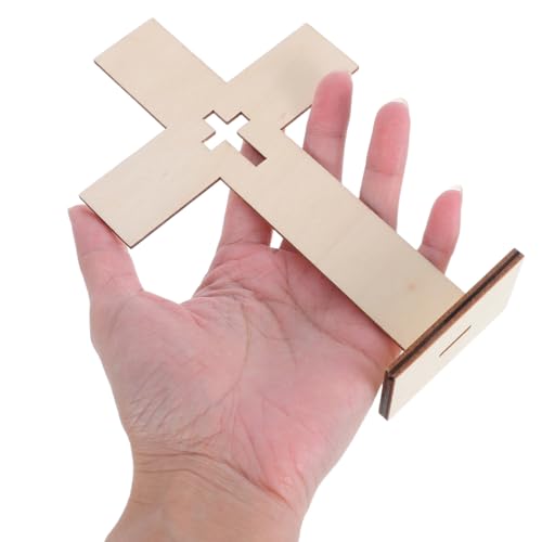 Homoyoyo Wooden Crosses for Crafts, 10 Pack, 6.6 Inch with Wood Bases