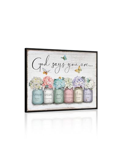 God Says You Are Wall Art, Christian Bible Verse 12" x 15 - color: God Says You Are, size: 12"L x 15"W
